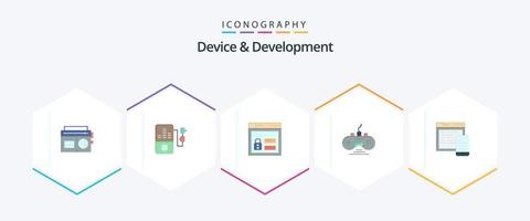 Device And Development 25 Flat icon pack including website. responsive. web . game pad. game vector