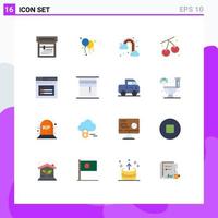 Universal Icon Symbols Group of 16 Modern Flat Colors of design website cherry web internet Editable Pack of Creative Vector Design Elements