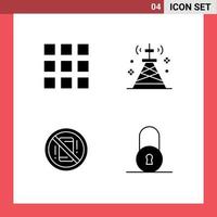 Pictogram Set of 4 Simple Solid Glyphs of grid mobile network tower phone Editable Vector Design Elements