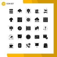 Pack of 25 creative Solid Glyphs of investment chart bulb report analytics Editable Vector Design Elements