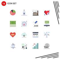 16 Universal Flat Colors Set for Web and Mobile Applications shopping money factory ecommerce heart Editable Pack of Creative Vector Design Elements