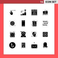 Modern Set of 16 Solid Glyphs Pictograph of weather sun computing transfer dollar Editable Vector Design Elements