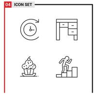 4 Thematic Vector Filledline Flat Colors and Editable Symbols of backup sweet desk cake career Editable Vector Design Elements