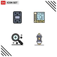 Mobile Interface Filledline Flat Color Set of 4 Pictograms of flour find ableton computer magnifier Editable Vector Design Elements