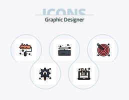 diseño de icono de paquete de 5 iconos llenos de línea de diseñador gráfico. bolígrafo. diseño. herramienta. creativo. computadora vector