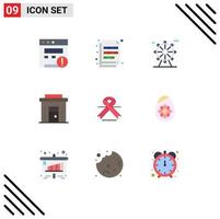 9 User Interface Flat Color Pack of modern Signs and Symbols of oncology shop city online commercial Editable Vector Design Elements