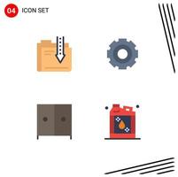 4 Universal Flat Icons Set for Web and Mobile Applications archive universal download general interior Editable Vector Design Elements