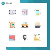 9 Universal Flat Color Signs Symbols of print document setting savings jar Editable Vector Design Elements