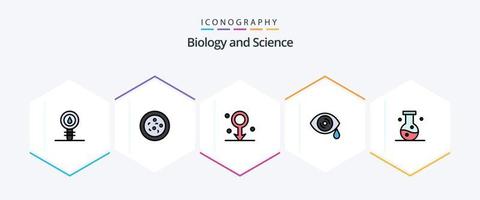 Biology 25 FilledLine icon pack including experiment. chemistry. male. biology. eye vector