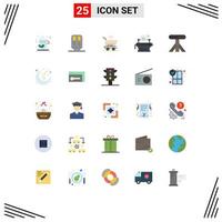 25 Creative Icons Modern Signs and Symbols of table dining cart typewriter marketing Editable Vector Design Elements