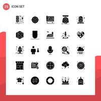 Set of 25 Vector Solid Glyphs on Grid for volume scale architectural mass engineer Editable Vector Design Elements