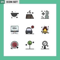 Modern Set of 9 Filledline Flat Colors and symbols such as plus education low arrow laptop Editable Vector Design Elements