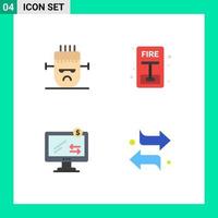 4 Thematic Vector Flat Icons and Editable Symbols of frankenstein monitor mask evacuate shopping Editable Vector Design Elements