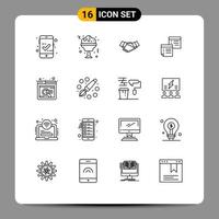 Modern Set of 16 Outlines and symbols such as pages notes business note sticky Editable Vector Design Elements