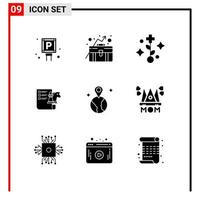 Set of 9 Modern UI Icons Symbols Signs for location world medical planning business Editable Vector Design Elements