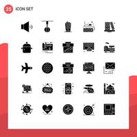 Modern Set of 25 Solid Glyphs and symbols such as books cable coffee socket electric Editable Vector Design Elements