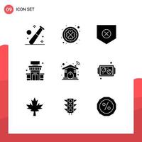 9 Universal Solid Glyph Signs Symbols of automation store clover shop x Editable Vector Design Elements