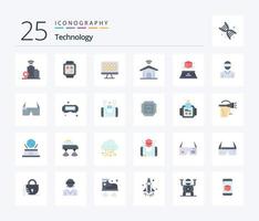 Technology 25 Flat Color icon pack including hologram. 3d. computer. technology. home vector