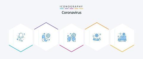 Coronavirus 25 Blue icon pack including transmission. infection. medical. corona. lung vector