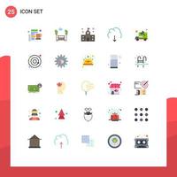 User Interface Pack of 25 Basic Flat Colors of server download building data school Editable Vector Design Elements