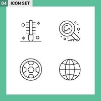 Mobile Interface Line Set of 4 Pictograms of beauty achievement hair money football Editable Vector Design Elements