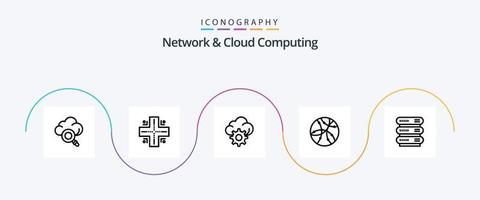 paquete de iconos de línea 5 de red y computación en la nube que incluye . red. tecnología. datos. tecnología vector