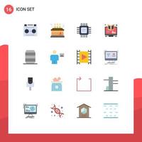 Set of 16 Vector Flat Colors on Grid for webinar e decoration elearning devices Editable Pack of Creative Vector Design Elements