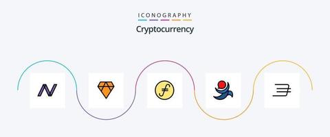 Cryptocurrency Line Filled Flat 5 Icon Pack Including crypto currency. daxx coin. coin. crypto currency. coin vector