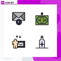 User Interface Pack of 4 Basic Filledline Flat Colors of mail speech back money cream Editable Vector Design Elements