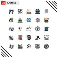 Pictogram Set of 25 Simple Filled line Flat Colors of notebook dome bread city building Editable Vector Design Elements