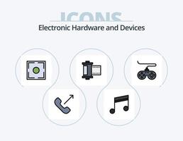 Devices Line Filled Icon Pack 5 Icon Design. camcorder. joystick. computer. game. controller vector