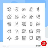 Group of 25 Modern Lines Set for lantern plumbing pollution faucet beat Editable Vector Design Elements