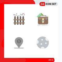 Modern Set of 4 Flat Icons Pictograph of garden dollar wood file map Editable Vector Design Elements