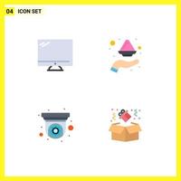 Pictogram Set of 4 Simple Flat Icons of computer powder imac color cctv Editable Vector Design Elements