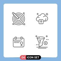 4 Thematic Vector Filledline Flat Colors and Editable Symbols of arrow love creativity upload date Editable Vector Design Elements