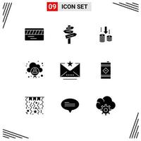 Set of 9 Modern UI Icons Symbols Signs for mark email transfer user cloud Editable Vector Design Elements