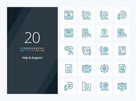 20 Help And Support Blue Color icon for presentation vector