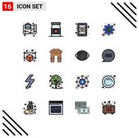 16 Thematic Vector Flat Color Filled Lines and Editable Symbols of point model currency rates gadget management Editable Creative Vector Design Elements