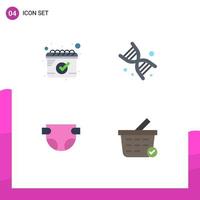 Universal Icon Symbols Group of 4 Modern Flat Icons of calendar nappy bio technology checkout Editable Vector Design Elements