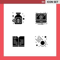 Stock Vector Icon Pack of 4 Line Signs and Symbols for currency book savings problem note Editable Vector Design Elements