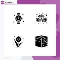 4 Solid Glyph concept for Websites Mobile and Apps smart watch plant iot costume spring Editable Vector Design Elements