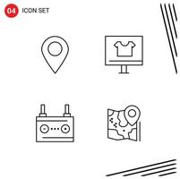 Line Pack of 4 Universal Symbols of location accumulator pin buy car Editable Vector Design Elements