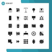 Pictogram Set of 25 Simple Solid Glyphs of conference search pen magnifying find Editable Vector Design Elements