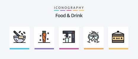 la línea de comida y bebida llenó un paquete de 5 íconos que incluye comida. beber. alimento. restaurante. diseño de iconos creativos vector