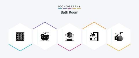 Bath Room 25 Glyph icon pack including faucet. sport. bathroom. shower. bath vector