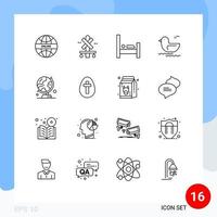 conjunto de 16 paquetes de esquemas comerciales para mapa globo cama canadá pato elementos de diseño vectorial editables vector