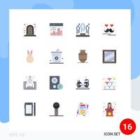 paquete de color plano de 16 interfaces de usuario de signos y símbolos modernos del podio del día laboral de los padres de conejitos paquete editable de elementos creativos de diseño de vectores
