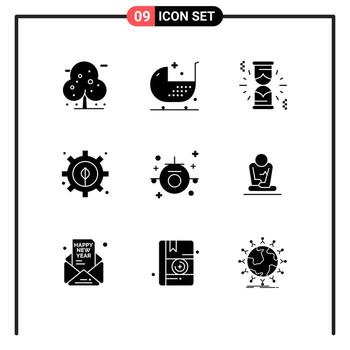 9 User Interface Solid Glyph Pack of modern Signs and Symbols of transportation each form power development Editable Vector Design Elements