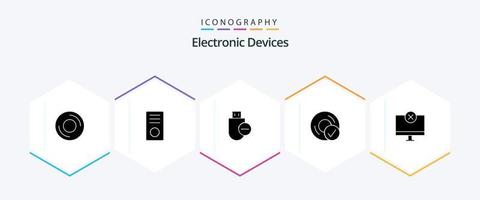 Devices 25 Glyph icon pack including devices. computers. gadget. stick. hardware vector