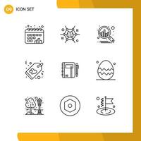 9 iconos creativos signos y símbolos modernos de ideas de etiquetas comerciales venta corazón elementos de diseño vectorial editables vector